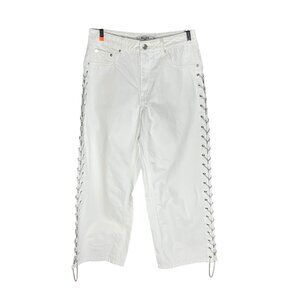 NA-KD White Side Chain Detail‎ Cropped Denim Pants Womens Size 36 EUR 6-USA
